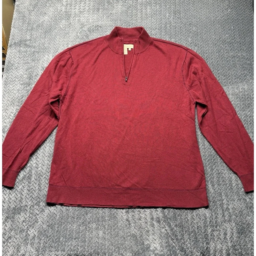 Territory Ahead Men’s Quarter Zip Sweater‎ XXL Cotton Cashmere Red Pullover Knit